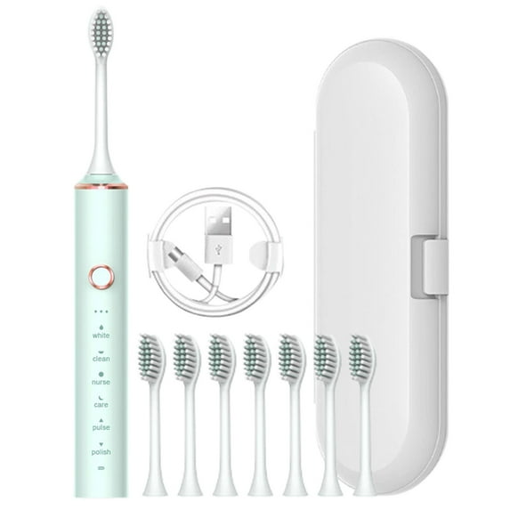 Home Gifts Matoen Electric Toothbrush with 8 Brush Heads and Toothbrush Box, 6 Cleaning Modes, IPX7 Water Proofing Electric Toothbrush, Green
