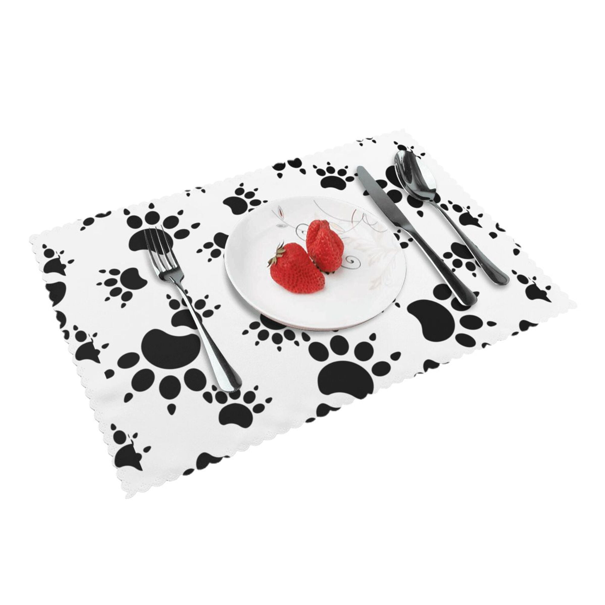 Home Golden Glitter Dog Paw Placemats Set Of 4 Washable Wipeable Place