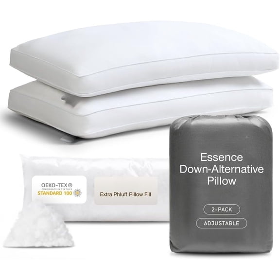 Home Goods Essence Cooling Down Alternative Pillows Set of 2, King Size Adjustable Cooling Pillow for Hot Sleepers, Luxury Cool-to-The-Touch Hotel Pillows for Stomach, Back, or Side Sleepers