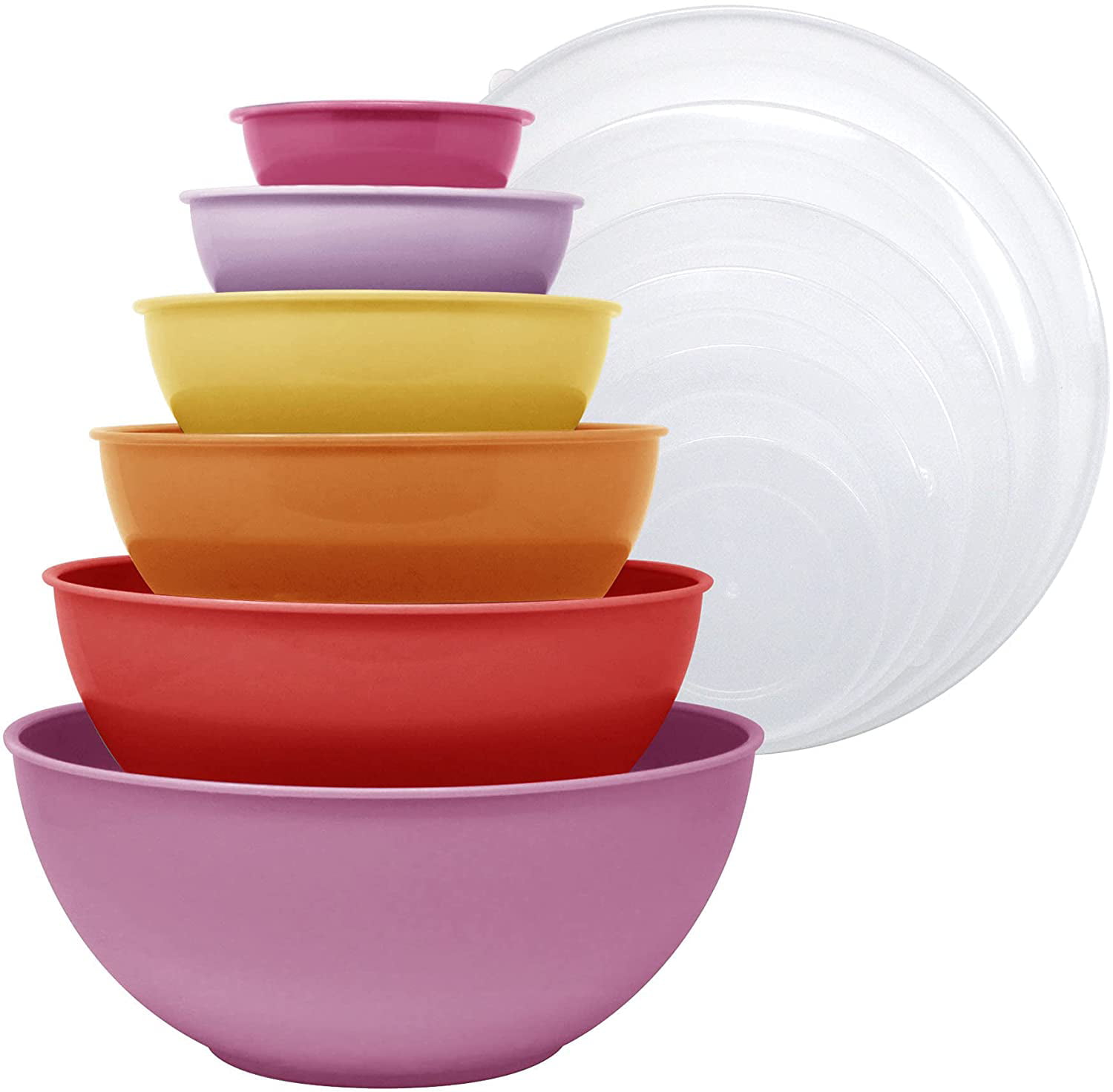 Home Gourmet 12-Piece Polypropylene Nesting Mixing Bowl Set with Lids -  Multi-sized Tupperware Set - (Red Ombre) 
