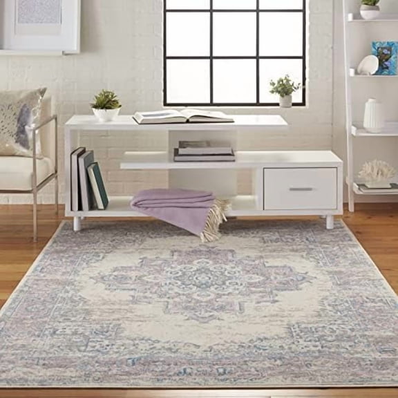 Home Grafix Ivory Pink 5'3" x 7'3" Area Rug - Easy Clean, Non Shedding, Bed Room, Living Room, Dining Room, Kitchen (5' x 7')