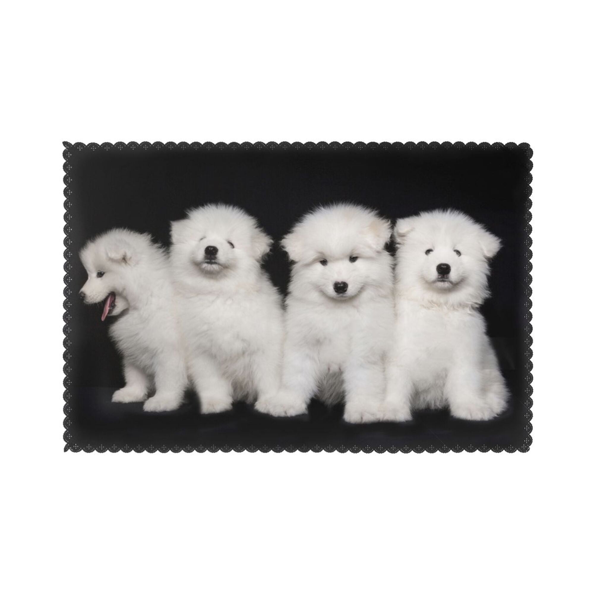 Home Group Of Four White Samoyed Puppies Placemats Set Of 6 Washable