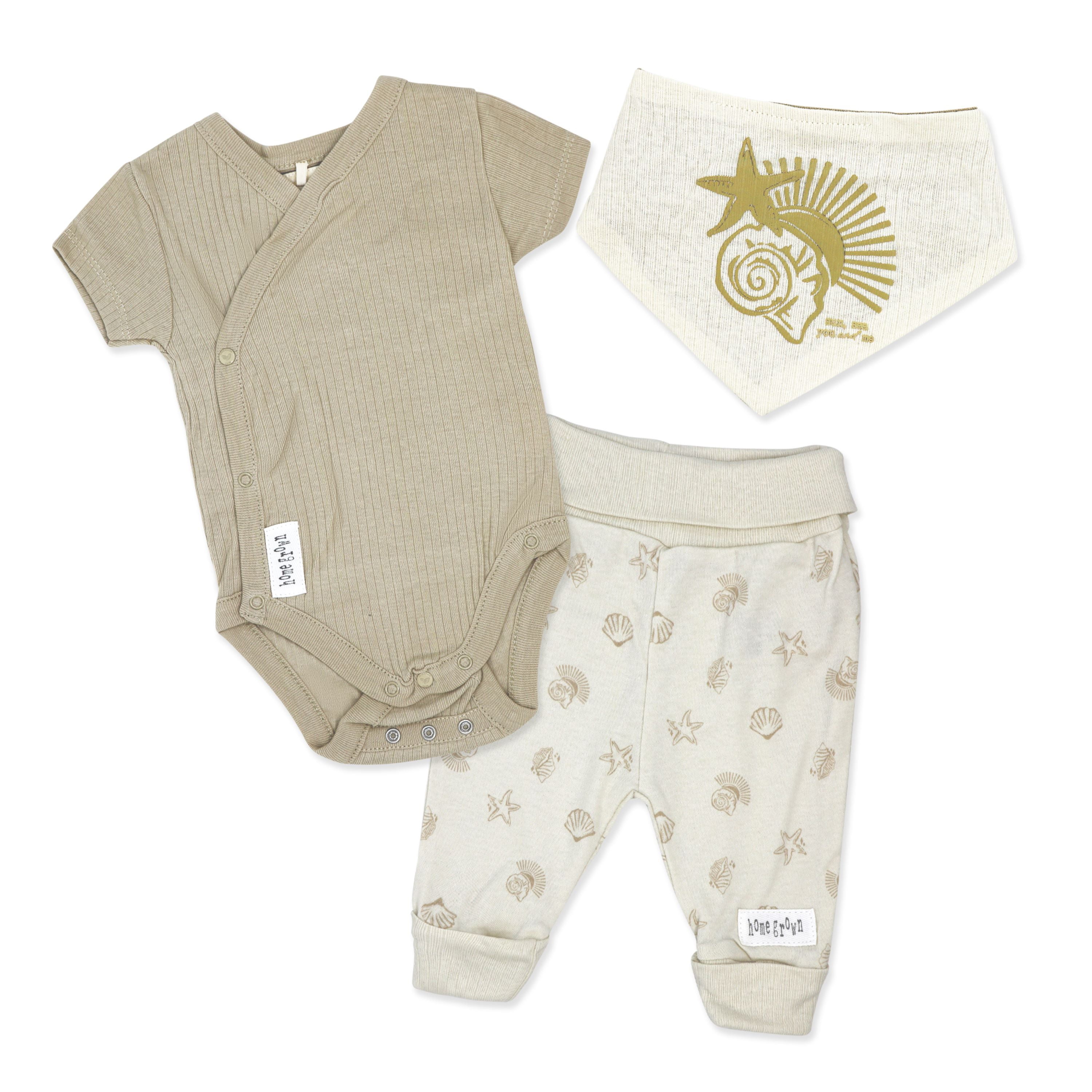 Home Grown Baby Organic Cotton Sun and Sea 3 Piece Layette Set