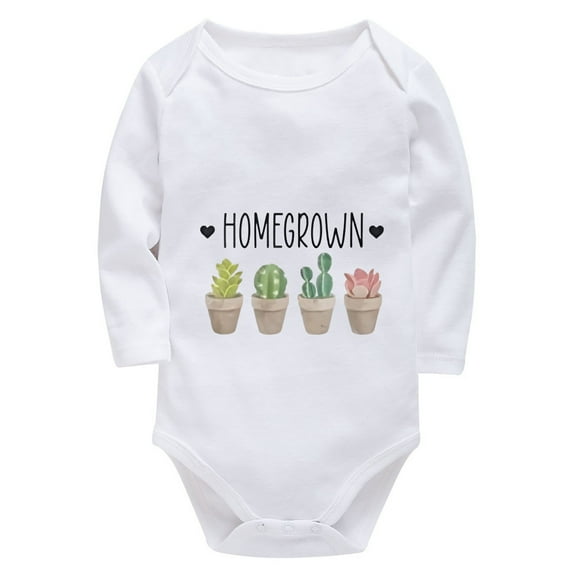 Home Grown Cute Newborns Outfits Long Sleeve Baby Boy Newborn Outfits for Hospital White Funny Onsies0-3 Months