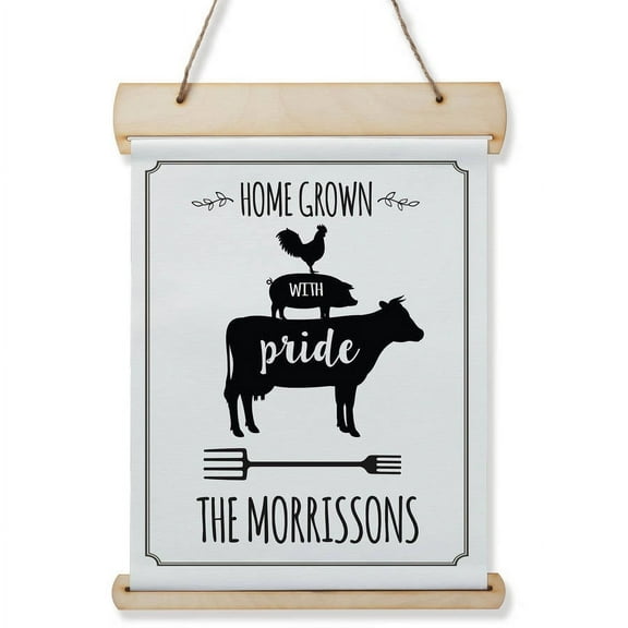 Home Grown with Pride Personalized Hanging Canvas Banner