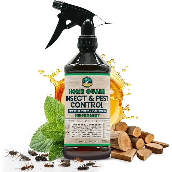 Home Guard Peppermint Insect & Pest Control Spray – Cedarwood Oil Deodorizer with Extended Protection USA-Made, Safe for Kids Pets Kills Repels Bugs Indoor Outdoor Use - 16oz