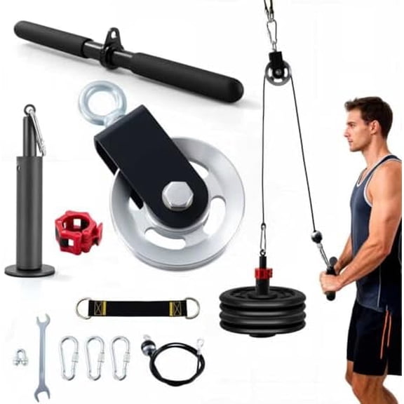 Home Gym 360 Rotating Pulley System - LAT Pulldown and Cable Trainer for Biceps, Triceps, Back - Fits Power Rack, Squat Stand and Cage$$Sport & Recreation Other