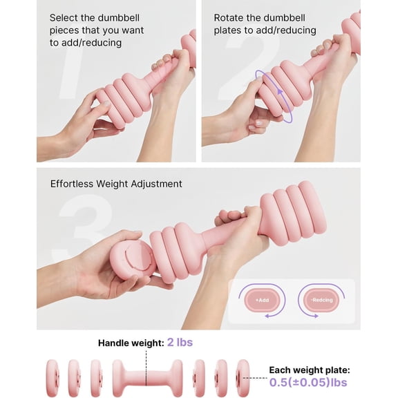 Home Gym Adjustable Dumbbell Set – 4-in-1 Compact Hand Weights 2–5 LB with Base for Women’s Fitness Training