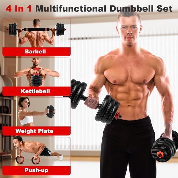 Home Gym Adjustable Weight Set – 5-in-1 Dumbbells with Barbell Connector for Strength Training and Full Body Fitness