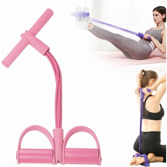 Home Gym Arm & Waist Training Pedal Band,4-Tube Resistance Foot Pedal Puller for Full Body Workout, Strength Training Equipment for Home & Office
