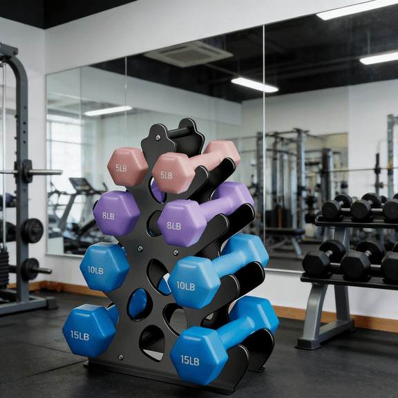 Home Gym Coral Style Iron Dumbbell Storage Rack - Sturdy Heavy Duty Dumbbell Holder Stand, Space-Saving Weight Storage Organizer, Ideal for Home Gym Garage Fitness Equipment Storage, 14*10in, Black