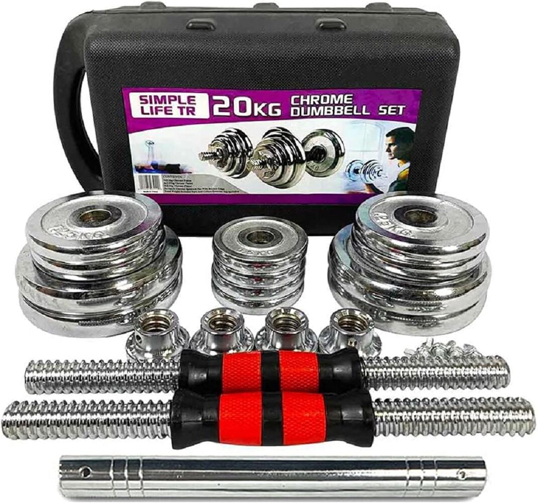Home Gym Equipment, Adjustable Dumbbell Set Home Gym Cast Iron Barbell Sets with Carry Box 44lbs Office Bedroom Workout Dumbbells for Men and Women, Silver Exercise Equipment,Fitness Equipment