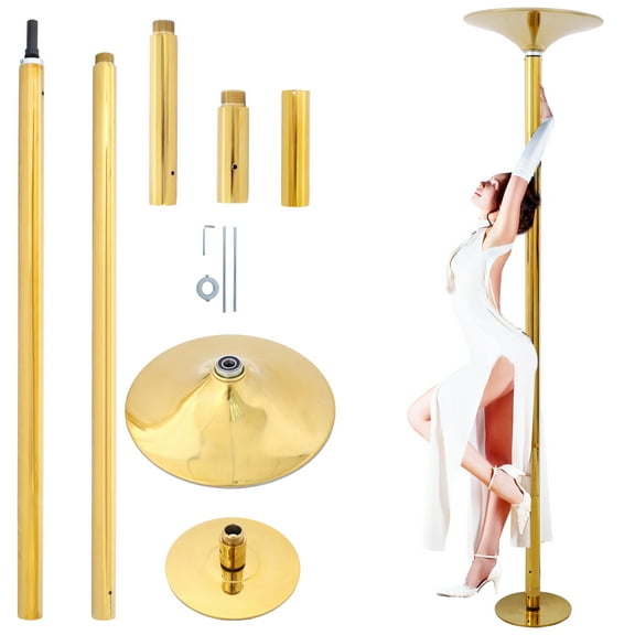 Home Gym Equipment, Dance Pole Spinning Static Dancing Pole Portable Removable for Home Club Bar Gym 86.2-109.8" Height Adjustable Weight Capacity 440lb Gold, Gold Exercise Equipment