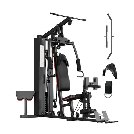 Home Gym Equipment Machine, Full Body Workout Machine with 150LBS Weight Stack, Multifunctional All in One Exercise Station with Preacher Curl Pad, Leg Developer for Strength Training