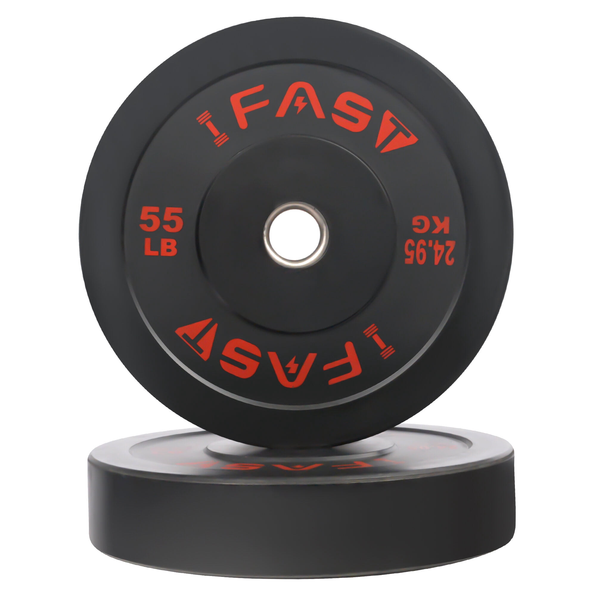 Home Gym Equipment, Olympic Bumper Weight Plates, Rubber Plate with 2-Inch Steel Insert Rubberized Weightlifting Barbell Plates 55LB, Pairs or Sets, Black Exercise Equipment,Rubber Fitness Equipment