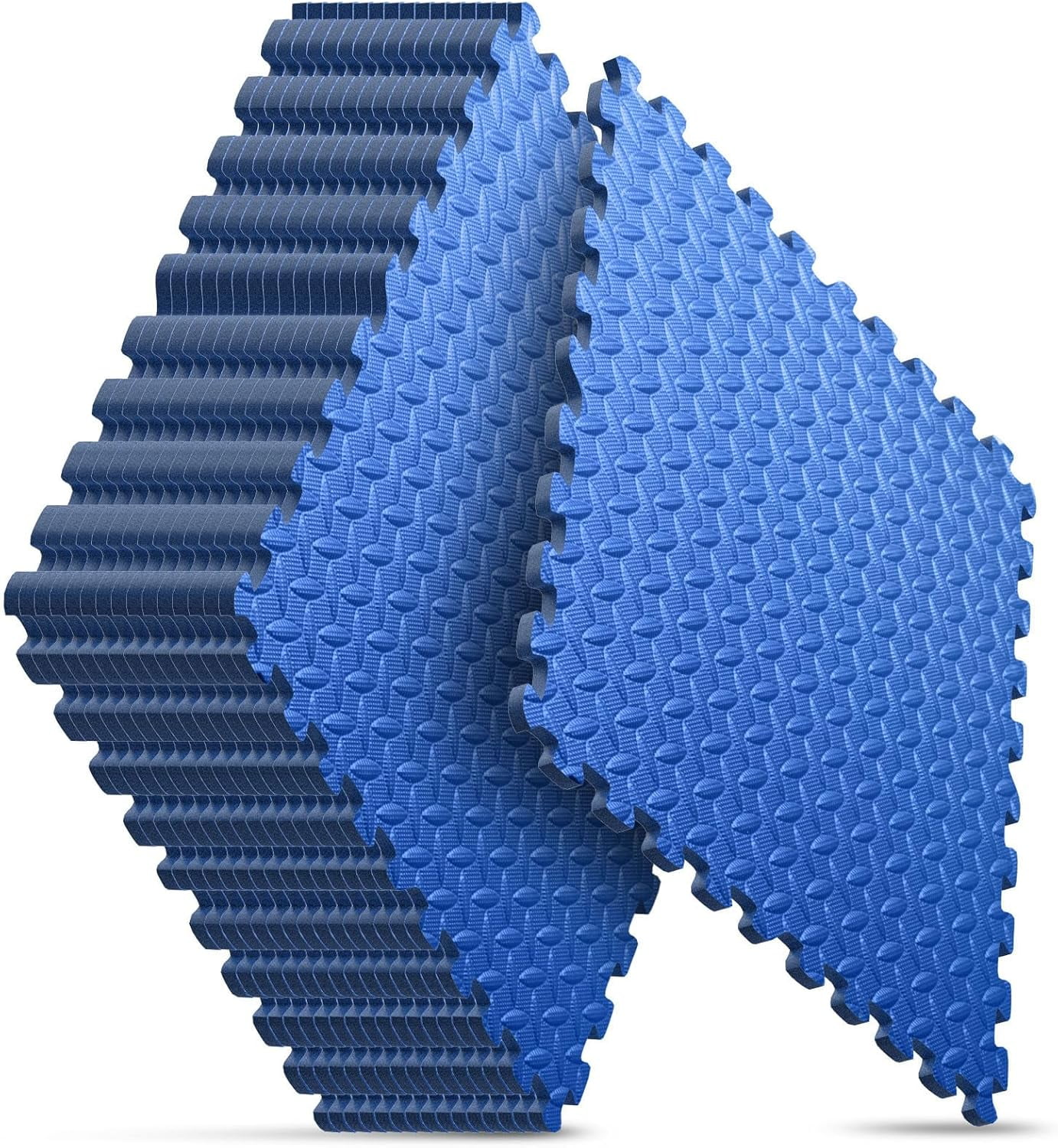 Home Gym Mat , of EVA Interlocking Foam Floor Tiles for Home Workout Equipment and Kids' Play Areas - Blue, 24 in x 24 in x ½ in - 16 Tiles (Blue, 16 Pack 64 sq ft)