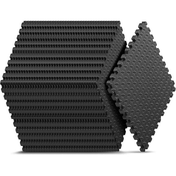 Home Gym Mat, Puzzle Exercise Mat, EVA Interlocking Foam Floor Tiles for Home Workout Equipment and Kids' Play Areas - Black, 24 in x 24 in x ½ in - 12 Tiles (Black, 12 Pack, 48 SQ FT)