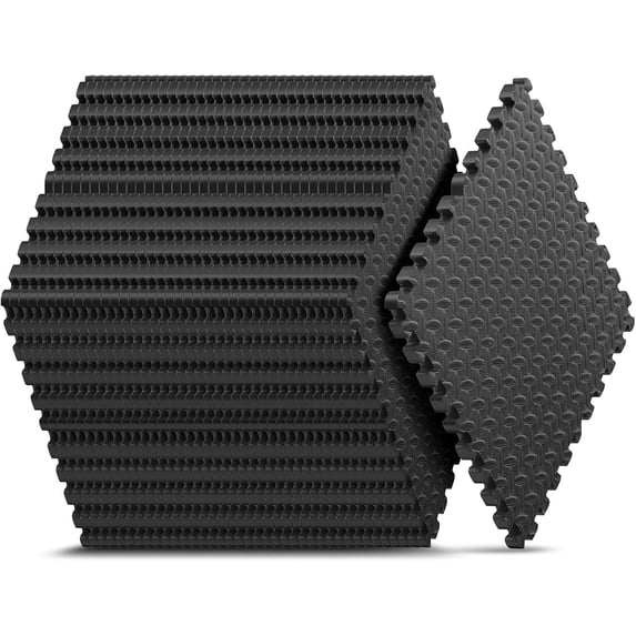 Home Gym Mat, Puzzle Exercise Mat, EVA Interlocking Foam Floor Tiles for Home Workout Equipment and Kids' Play Areas - Black, 24 in x 24 in x ½ in - 12 Tiles (Black, 12 Pack, 48 SQ FT)