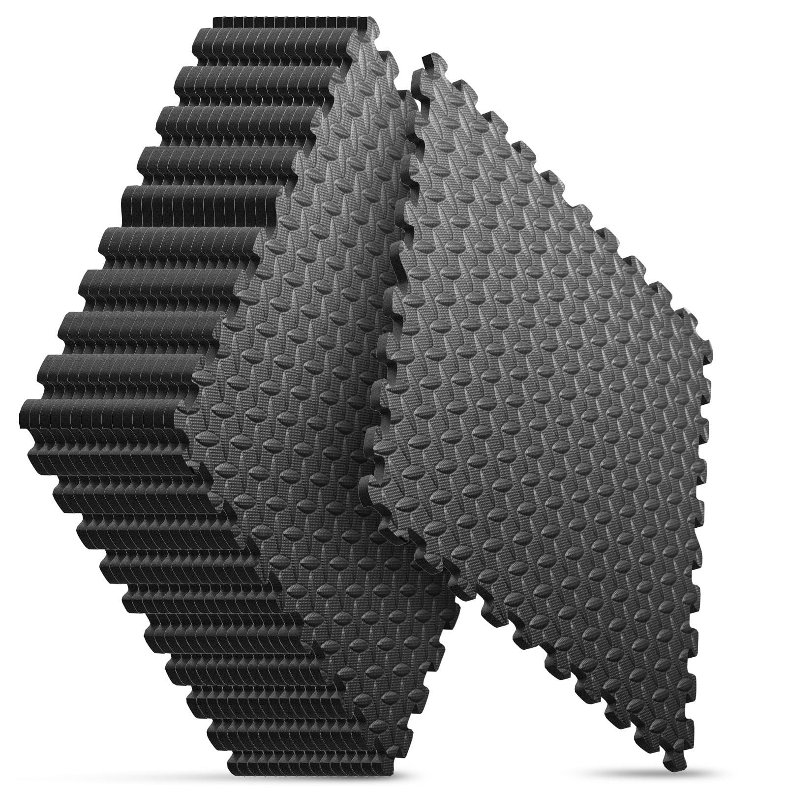Home Gym Mat, Puzzle Exercise Mat, EVA Interlocking Foam Floor Tiles for Home Workout Equipment and Kids' Play Areas - Black, 24 in x 24 in x ½ in - 16 Tiles