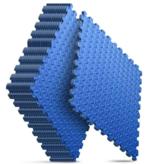 Home Gym Mat, Puzzle Exercise Mat, EVA Interlocking Foam Floor Tiles for Home Workout Equipment and Kids' Play Areas - Blue, 24 in x 24 in x in - 12 Tiles Blue