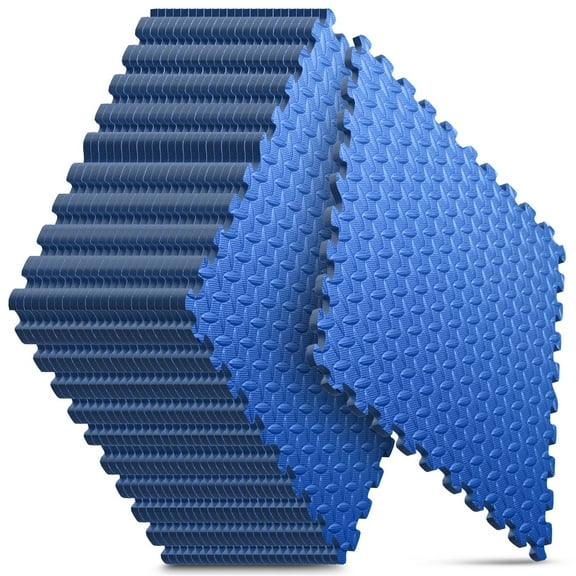 Home Gym Mat, Puzzle Exercise Mat, EVA Interlocking Foam Floor Tiles for Home Workout Equipment and Kids' Play Areas - Blue, 24 in x 24 in x in - 24 Tiles