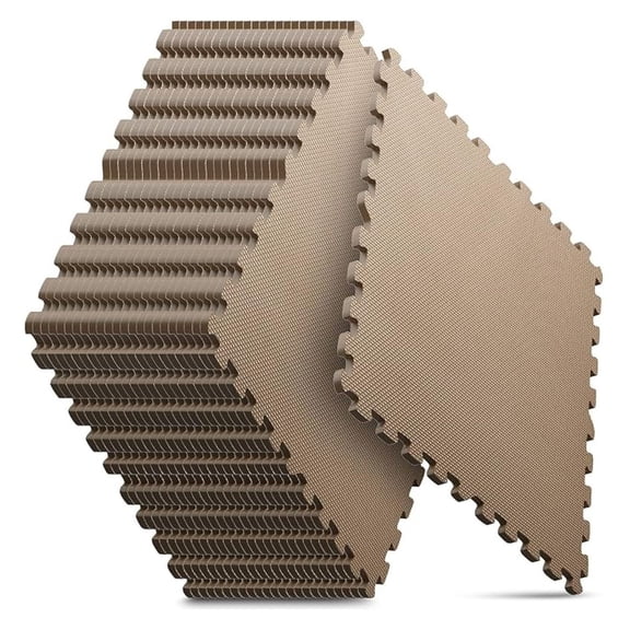 Home Gym Mat, Puzzle Exercise Mat, EVA Interlocking Foam Floor Tiles for Home Workout Equipment and Kids' Play Areas - Blue, 24 in x 24 in x ½ in - (Brown, 24 Pack(96 SQ FT))