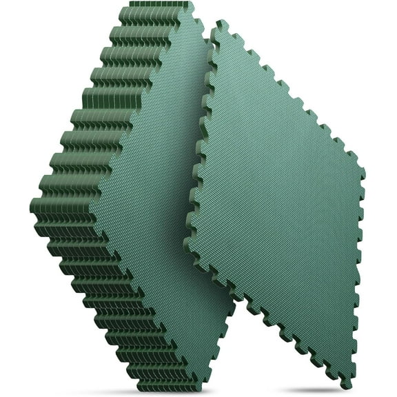 Home Gym Mat, Puzzle Exercise Mat, EVA Interlocking Foam Floor Tiles for Home Workout Equipment and Kids' Play Areas - Blue, 24 in x 24 in x ½ in - (Green, 12 Pack (48 SQ FT))