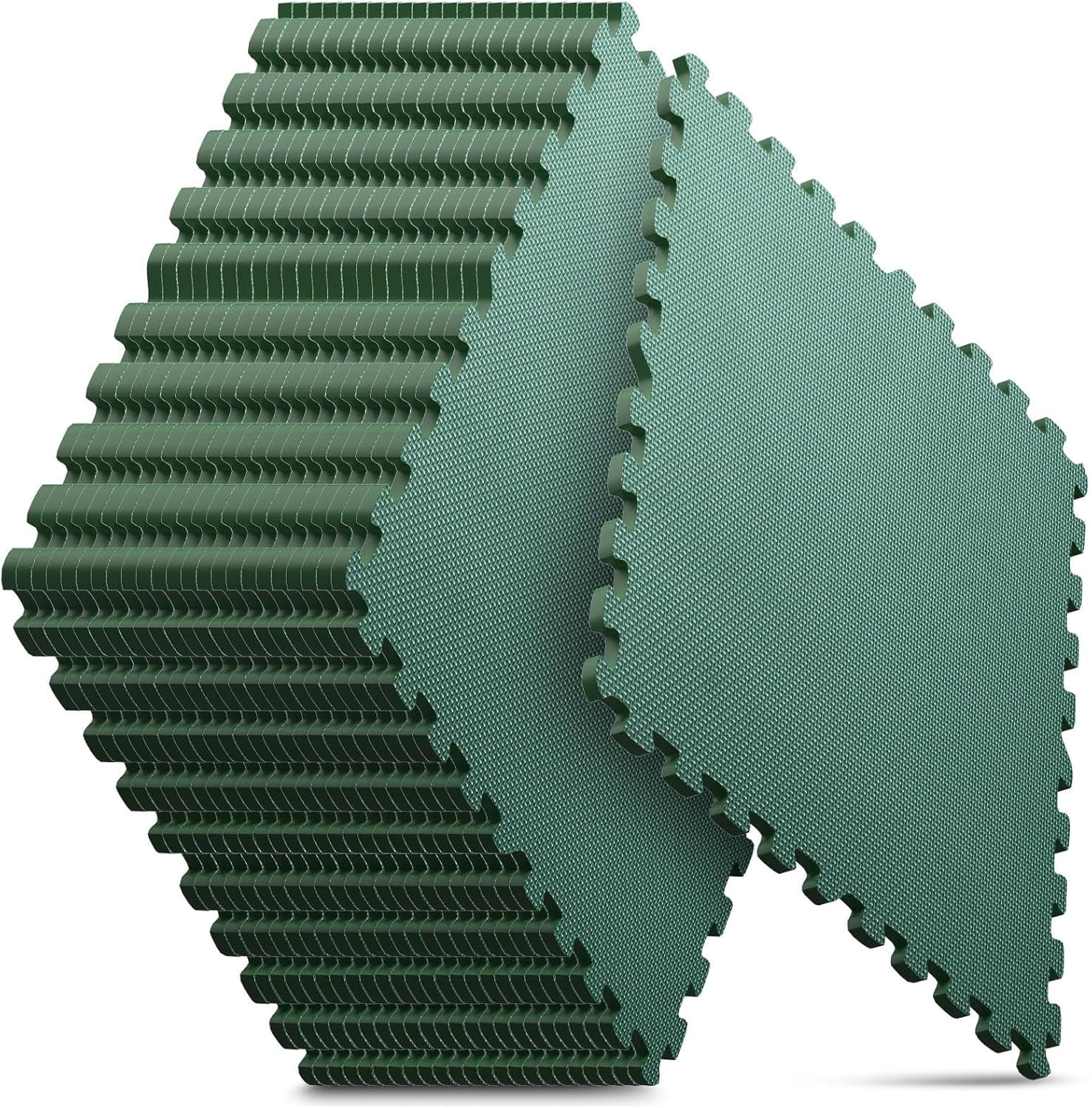 Home Gym Mat, Puzzle Exercise Mat, EVA Interlocking Foam Floor Tiles for Home Workout Equipment - Blue, 24 in x 24 in x ½ in - (Green, 24 Pack(96 SQ FT))
