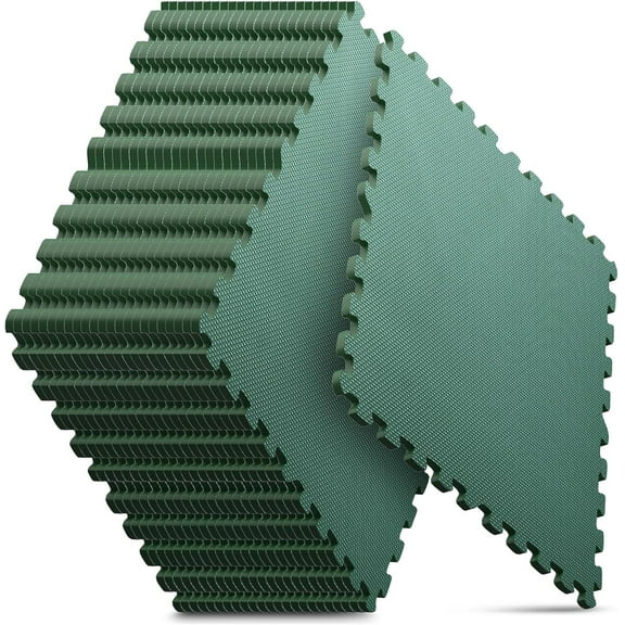 Home Gym Mat, Puzzle Exercise Mat, EVA Interlocking Foam Floor Tiles for Home Workout Equipment and Kids' Play Areas - Blue, 24 in x 24 in x ½ in - (Green, 24 Pack(96 SQ FT))