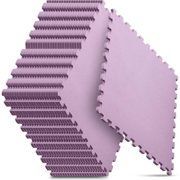 Home Gym Mat, Puzzle Exercise Mat, EVA Interlocking Foam Floor Tiles for Home Workout Equipment and Kids' Play Areas - Blue, 24 in x 24 in x ½ in - (Pink, 24 Pack(96 SQ FT))