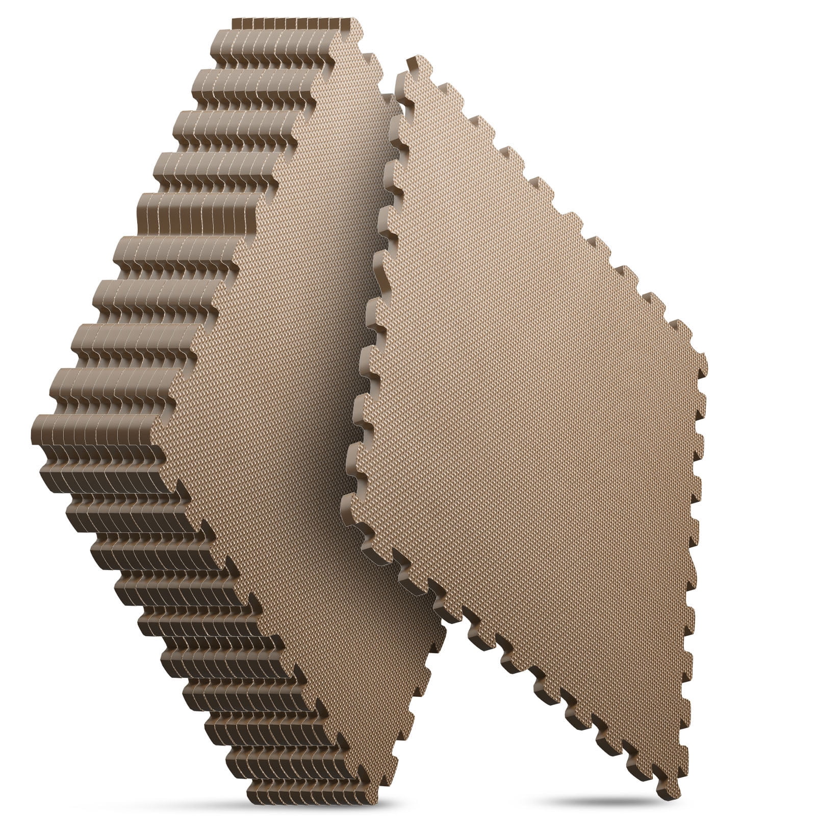 Home Gym Mat, Puzzle Exercise Mat, EVA Interlocking Foam Floor Tiles for Home Workout Equipment and Kids' Play Areas - Brown, 24 in x 24 in x ½ in - 12 Tiles
