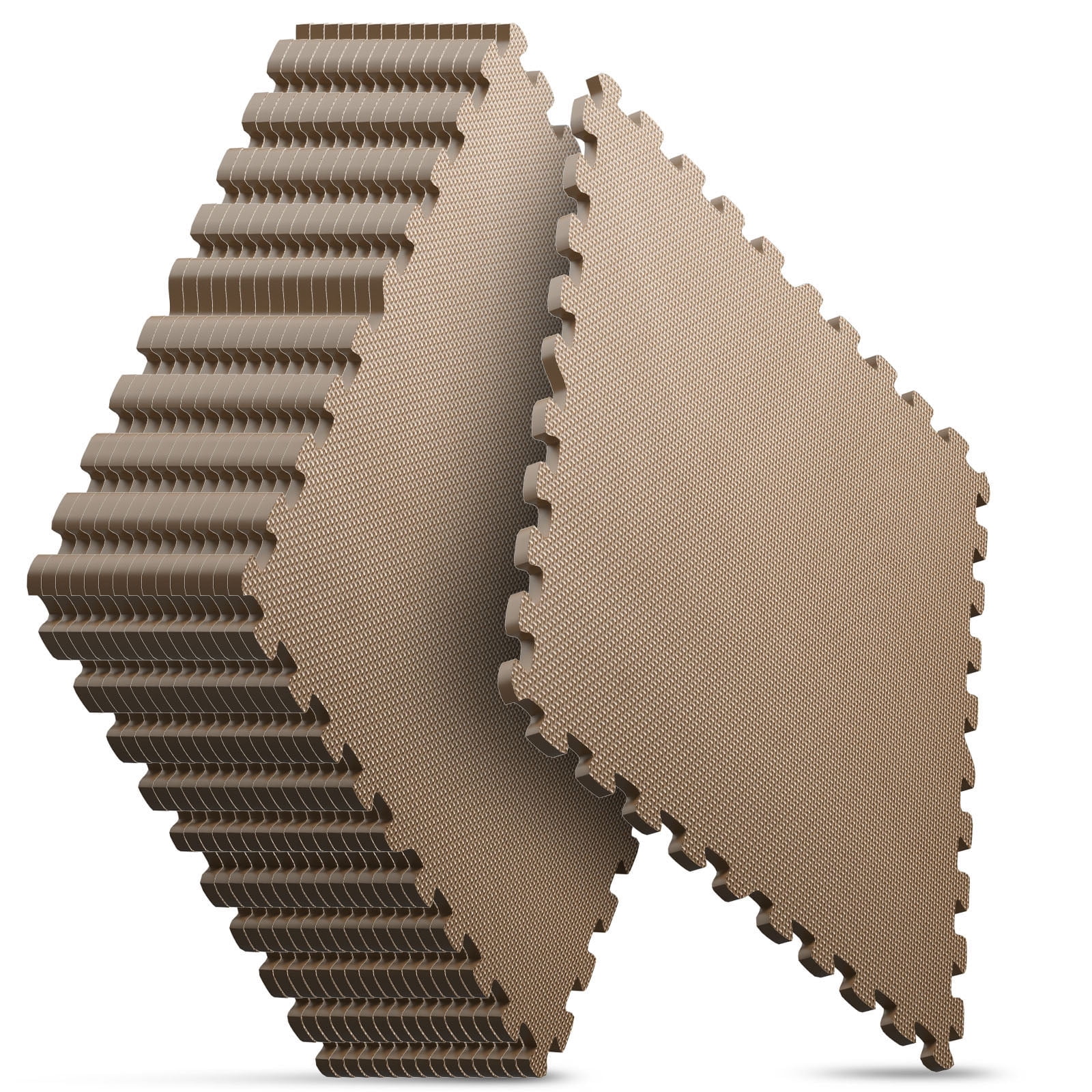 Home Gym Mat, Puzzle Exercise Mat, EVA Interlocking Foam Floor Tiles for Home Workout Equipment and Kids' Play Areas - Brown, 24 in x 24 in x ½ in - 16 Tiles