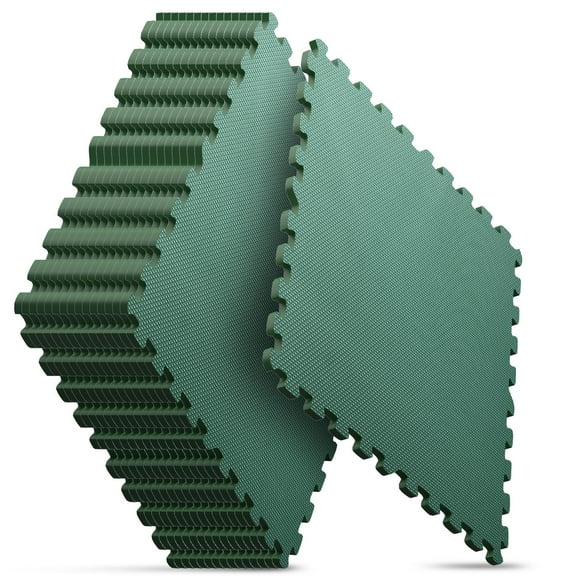 Home Gym Mat, Puzzle Exercise Mat, EVA Interlocking Foam Floor Tiles for Home Workout Equipment and Kids' Play Areas - Green, 24 in x 24 in x in - 12 Tiles