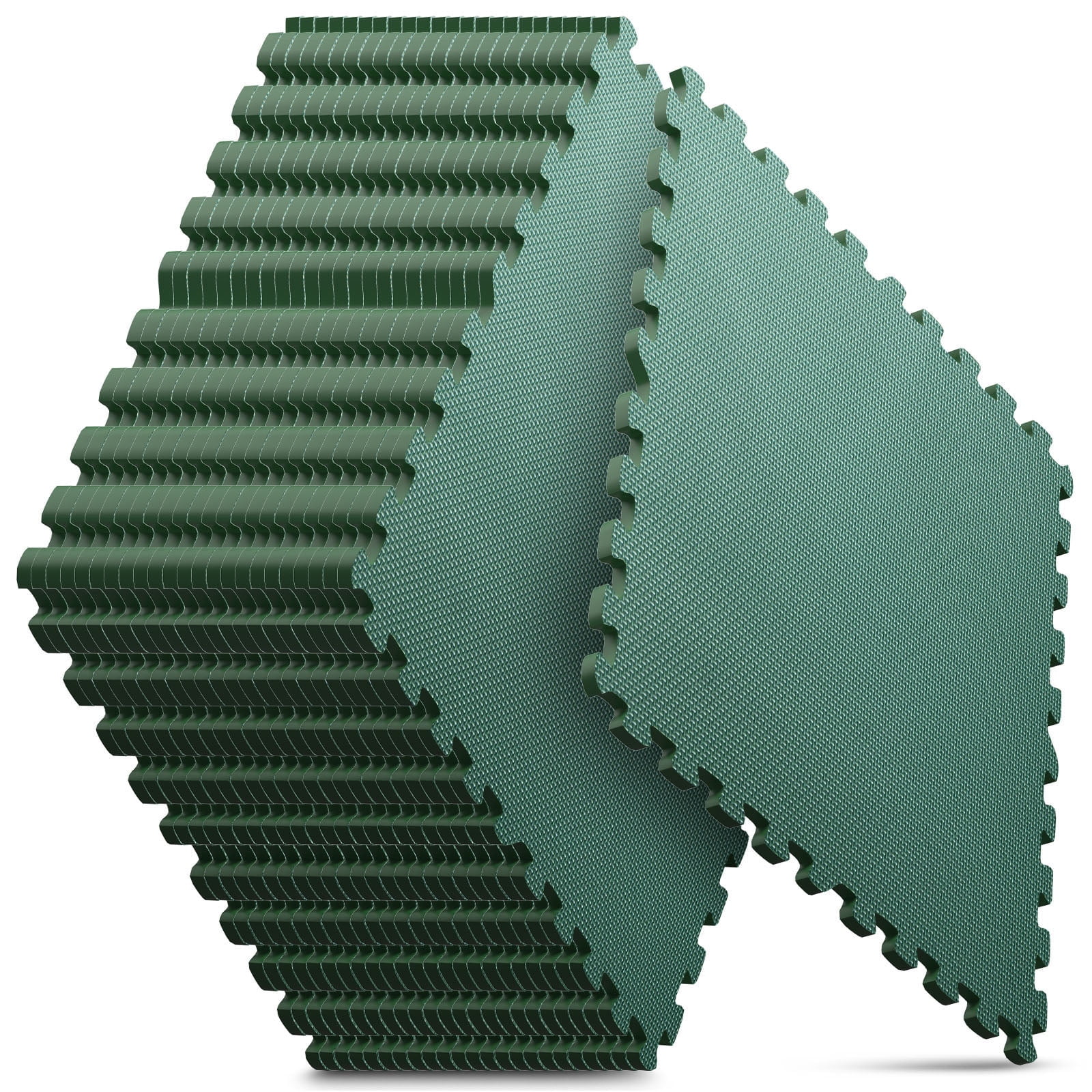 Home Gym Mat, Puzzle Exercise Mat, EVA Interlocking Foam Floor Tiles for Home Workout Equipment and Kids' Play Areas - Green, 24 in x 24 in x ½ in - 16 Tiles