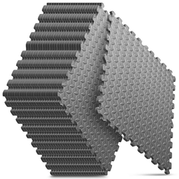 Home Gym Mat, Puzzle Exercise Mat, EVA Interlocking Foam Floor Tiles for Home Workout Equipment and Kids' Play Areas - Grey, 24 in x 24 in x in - 24 Tiles