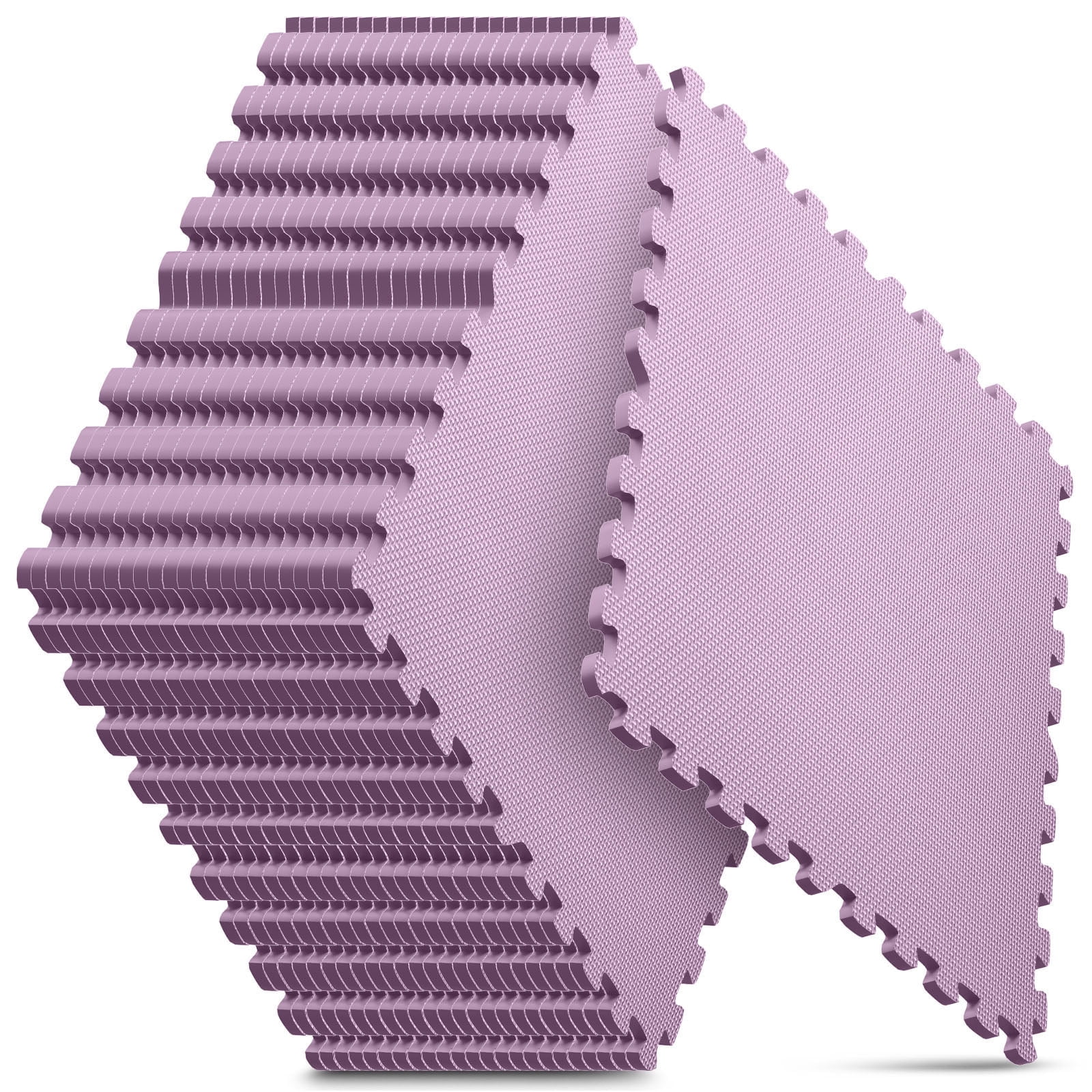 Home Gym Mat, Puzzle Exercise Mat, EVA Interlocking Foam Floor Tiles for Home Workout Equipment and Kids' Play Areas - Pink, 24 in x 24 in x ½ in - 24 Tiles