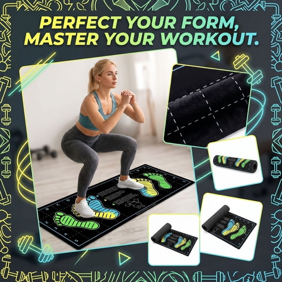 Home Gym Mat, Thick Folding Panel Gymnastics Mat - Black, 32" x 14" Crystal Velvet Exercise Mat for Squats Push-ups Non-Slip Fitness Mat