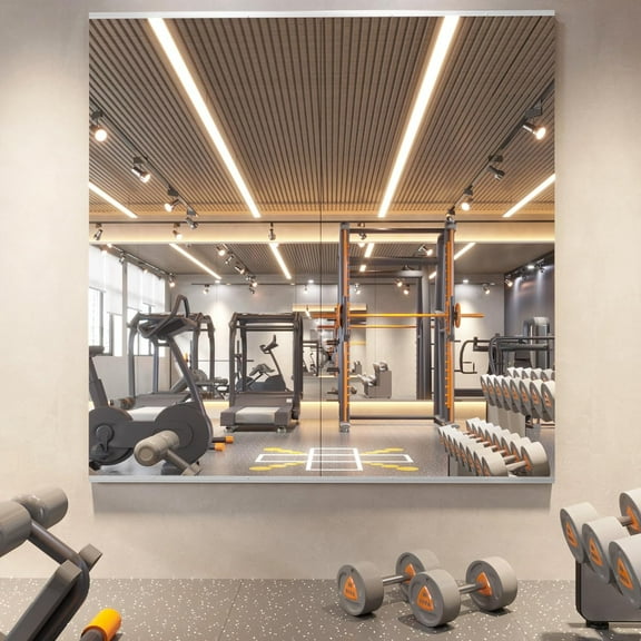 Home Gym Mirror, 48X24 Inch(Each)-2Pack Large Frameless Tempered Glass Full Body Wall Mounted for Yoga, Exercise, Dance Studio