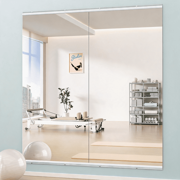 Home Gym Mirror 71"x32"(Each)-2 Pcs Large Full Body Mirror for Yoga, Large Wall Mirror Full Length for Fitness, Garage, Dance Studio, 0.16in Tempered Glass Frameless Mirror