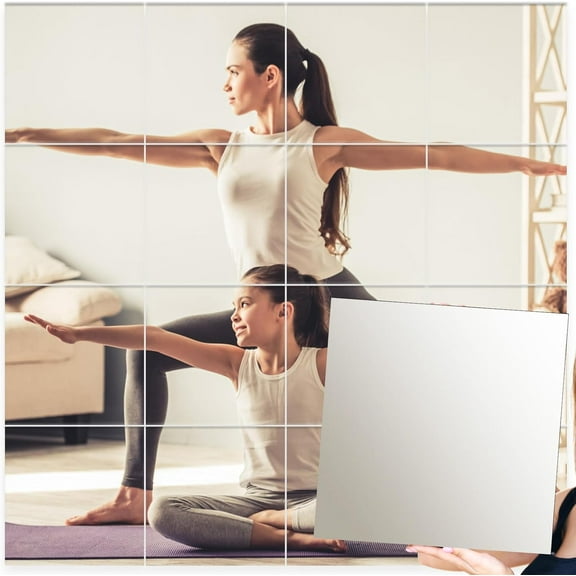 Home Gym Mirror, Large Gym Mirrors for Home Gym, 16" x 16" Glass Frameless Mirror for Gym, Bedroom, Living Room, Over The Door