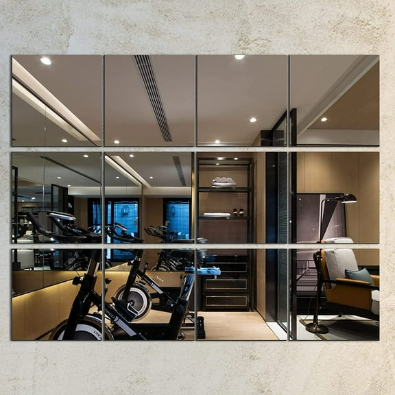 Home Gym Mirror Wall-Mounted Glass Full Length Mirror Tiles Door Mirror Wall Mirror Full Body Mirror Frameless for Dance Garage Yoga