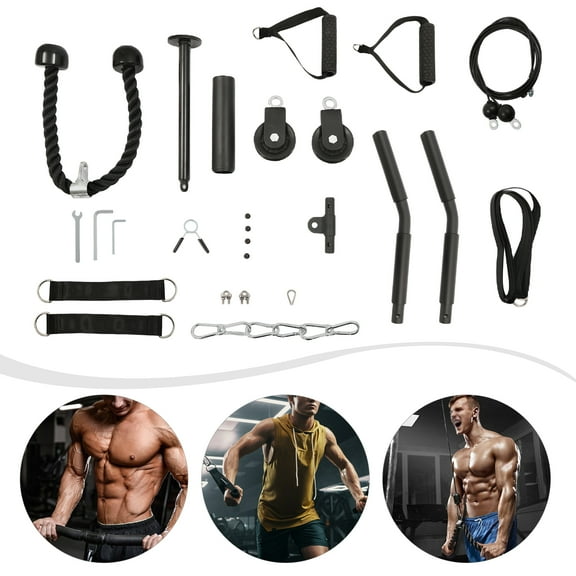 Home Gym Pulley System Gym, Black Cable Weight Pulley System, Cable Pull Fitness, Cable Lat Pull Fitness Cable Pulley Attachments Weight Cable Pulley System Gym