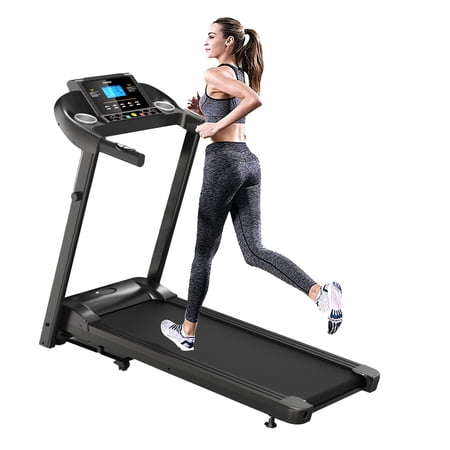 Home Gym Smart Fitness Equipment Foldable Motorized Treadmill 5" LCD Display with Air Spring, Manual Incline, MP3