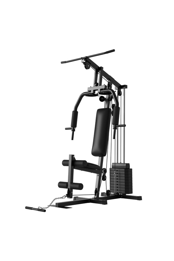 Home Gym Station, Multifunctional Home Gym Machine with 100LBS Weight Stack, All in One Workout Machine for Full Body Strength Training, LAT Pull Down, Chest Press, Leg Extension