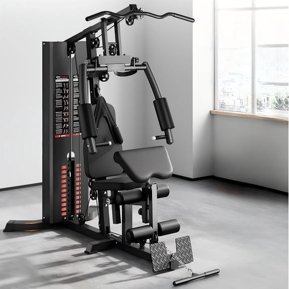 Home Gym Station, Workout Station with 140LBS Weight Stack, Home Gym Equipment for All Body Training