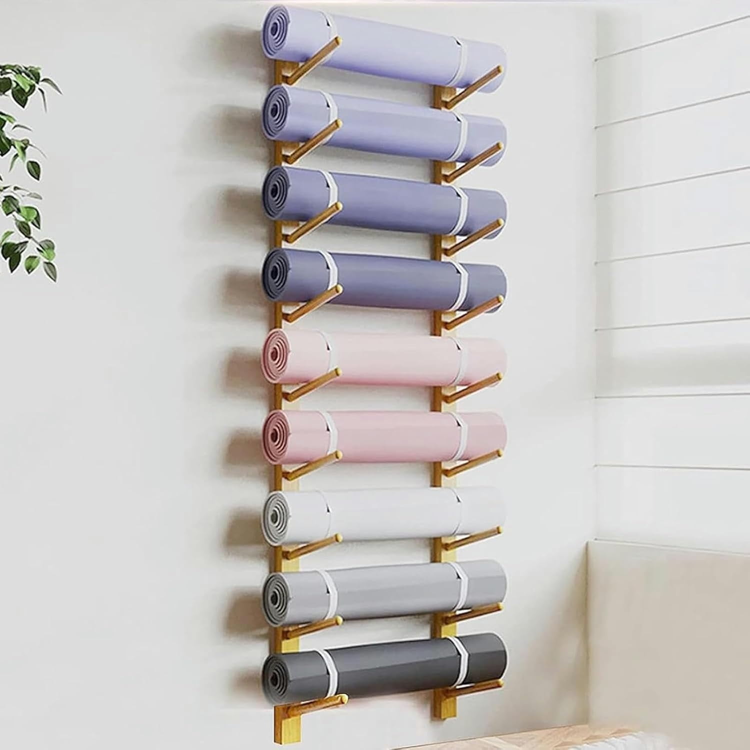 Home Gym Storage Rack - Yoga Mat Storage Rack - Multipurpose Workout Equipment Storage Organizer Holder For Dumbbells, Kettlebells, Roller