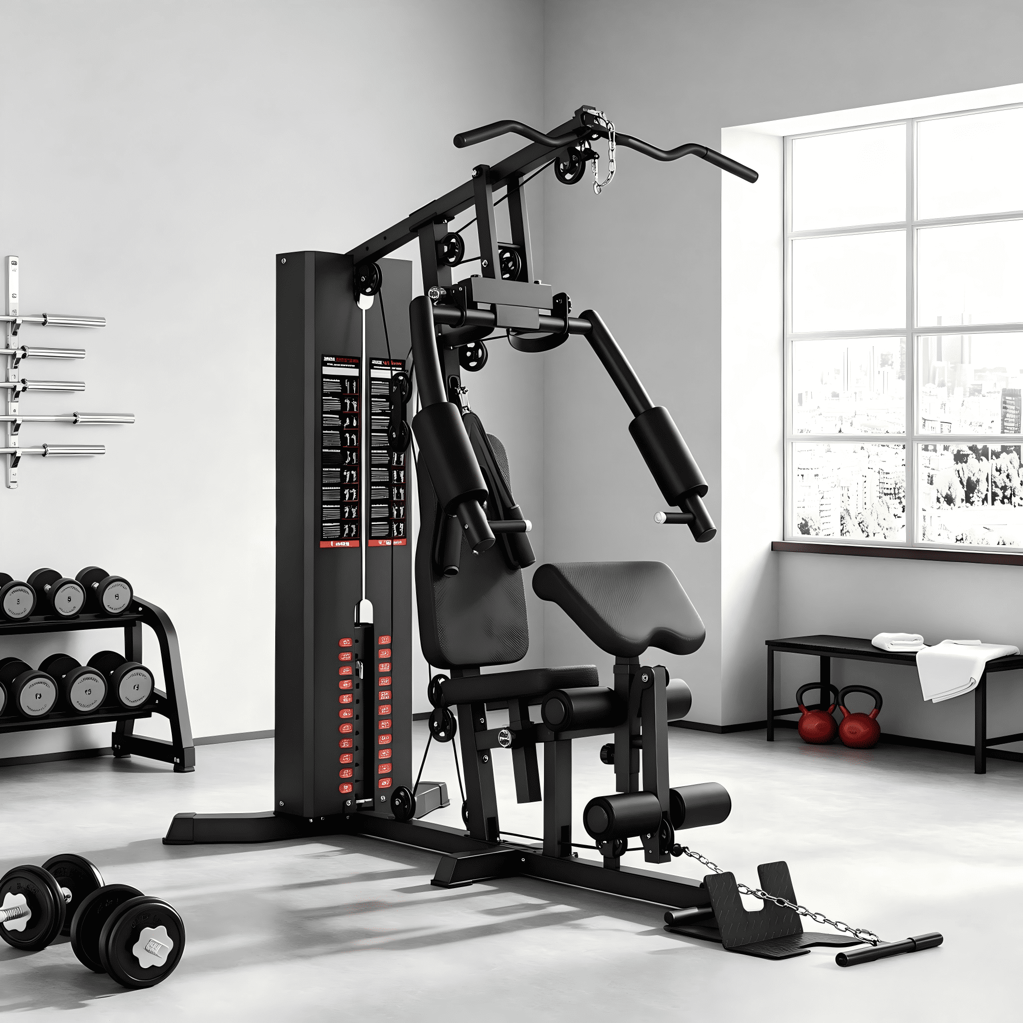 MITONOS Home Gym System,140lbs Weight Stack Workout Station,All in One Home Gym Equipment with Pulley System for Full Body Strength Training