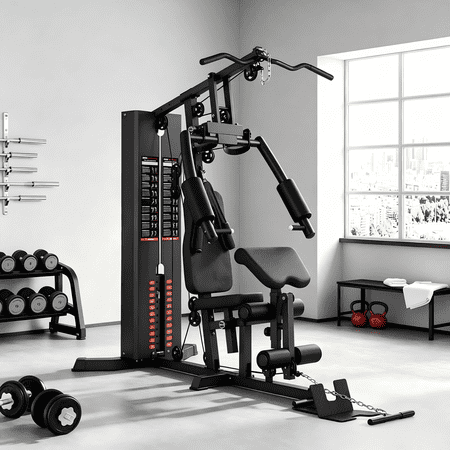 MITONOS Home Gym System,140lbs Weight Stack Workout Station,All in One Home Gym Equipment with Pulley System for Full Body Strength Training