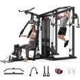 thumbnail image 1 of Home Gym System Workout Station, Multifunction Smith Machine with 150LB Weight Stack, Leg Press, LAT Station for Full Body Strength Training, 1 of 14