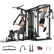 Home Gym System Workout Station,Multifunction Smith Machine with 150LB Weight Stack, Leg Press,LAT Station for Full Body Strength Training